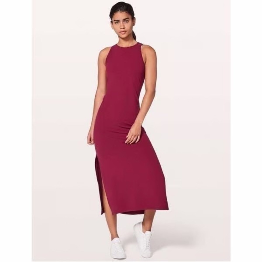 Lululemon Women's Get Going Dress Ruby Wine Red Midi Size 4‎ Racerback Slit Tank